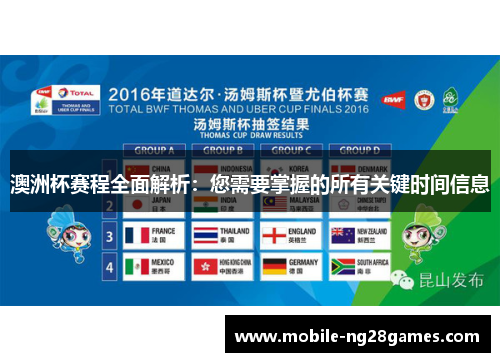 澳洲杯赛程全面解析：您需要掌握的所有关键时间信息